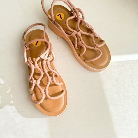 Aerosoles Nude Pink Strappy Summer Leather Sandals 7 - Picture 2 of 7